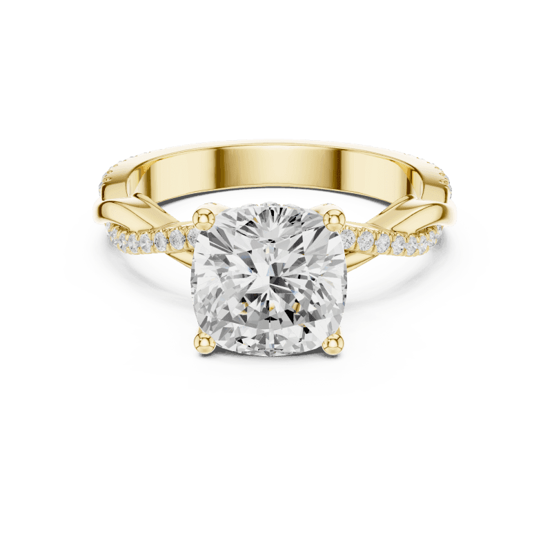 Cushion Cut Diamond Ring - Yellow Gold